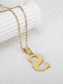 字母墜飾項鍊 - 金黃色 - 查看 2