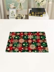 印有聖誕格子及雪花紋的餐墊 - 彩色 - 查看 2