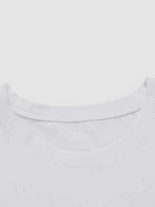 ROMWE MEN Tops Nam Hoạt hình Lá thư Sẵn sàng - trắng - Xem 5