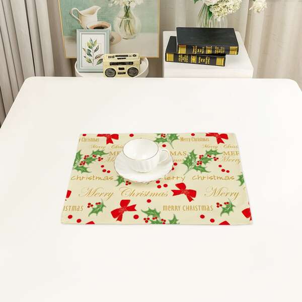 

1pc Christmas Print Placemat, Multicolor