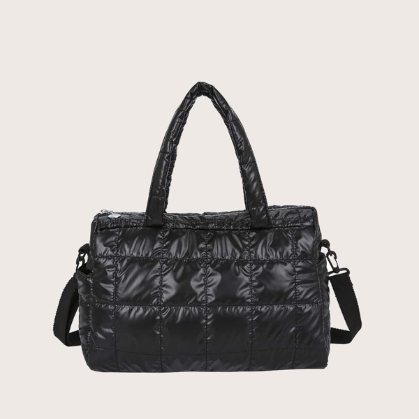 

Geo Embossed Shoulder Tote Bag, Black