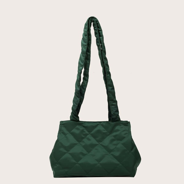 

Large Capacity Quilted Tote Bag, Green