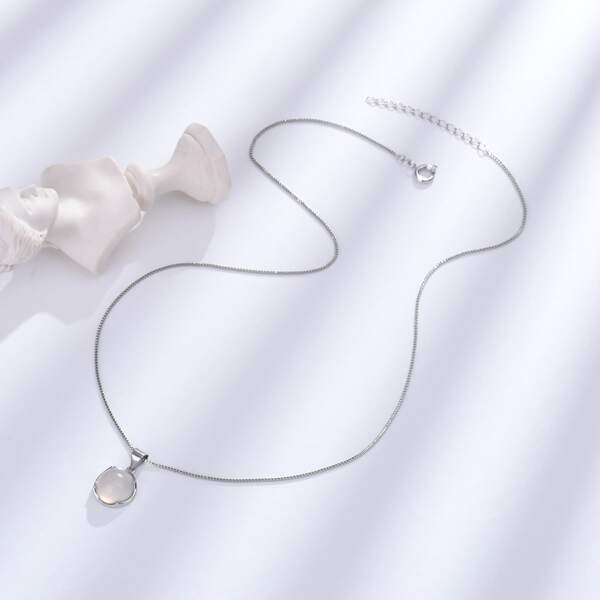 

18K Gold Plated Round Charm Necklace, Silver