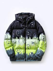 Manfinity Men Colorblock Zip Up Drawstring Hooded Padded Coat - Multicolor - View 7