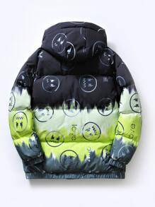 Manfinity Men Colorblock Zip Up Drawstring Hooded Padded Coat - Multicolor - View 3