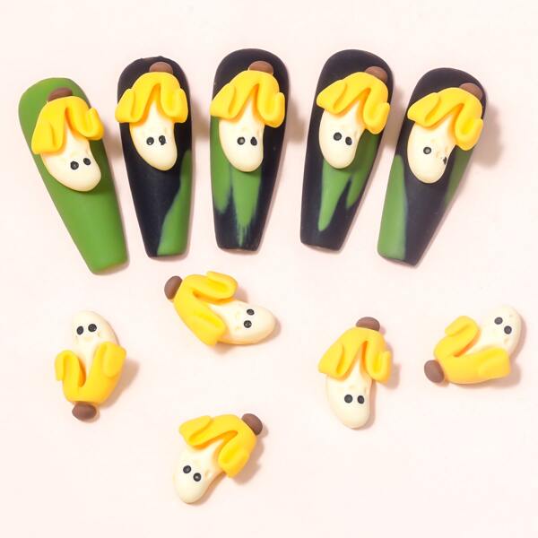 

10pcs Banana Design Nail Art Decoration, Multicolor