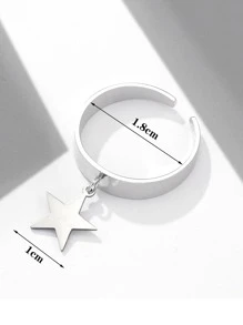 1pc Star Charm  Ring, Stainless Steel Jewelry