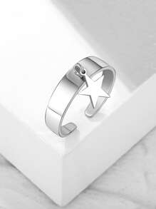 1pc Star Charm  Ring, Stainless Steel Jewelry