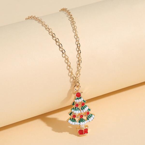 

Christmas Tree Charm Necklace, Multicolor