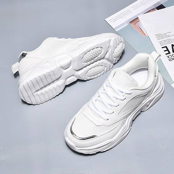 

Minimalist Lace-up Front Hollow Out Sneakers, White