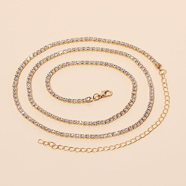 

Rhinestone Decor Body Chain, Gold