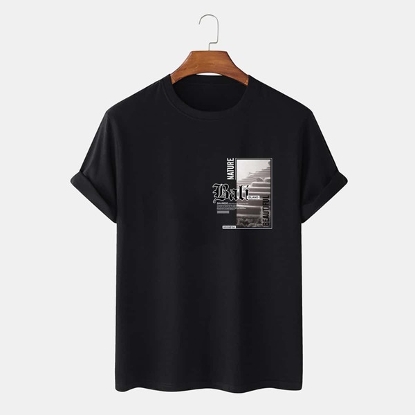 

Men Slogan Graphic Tee, Black