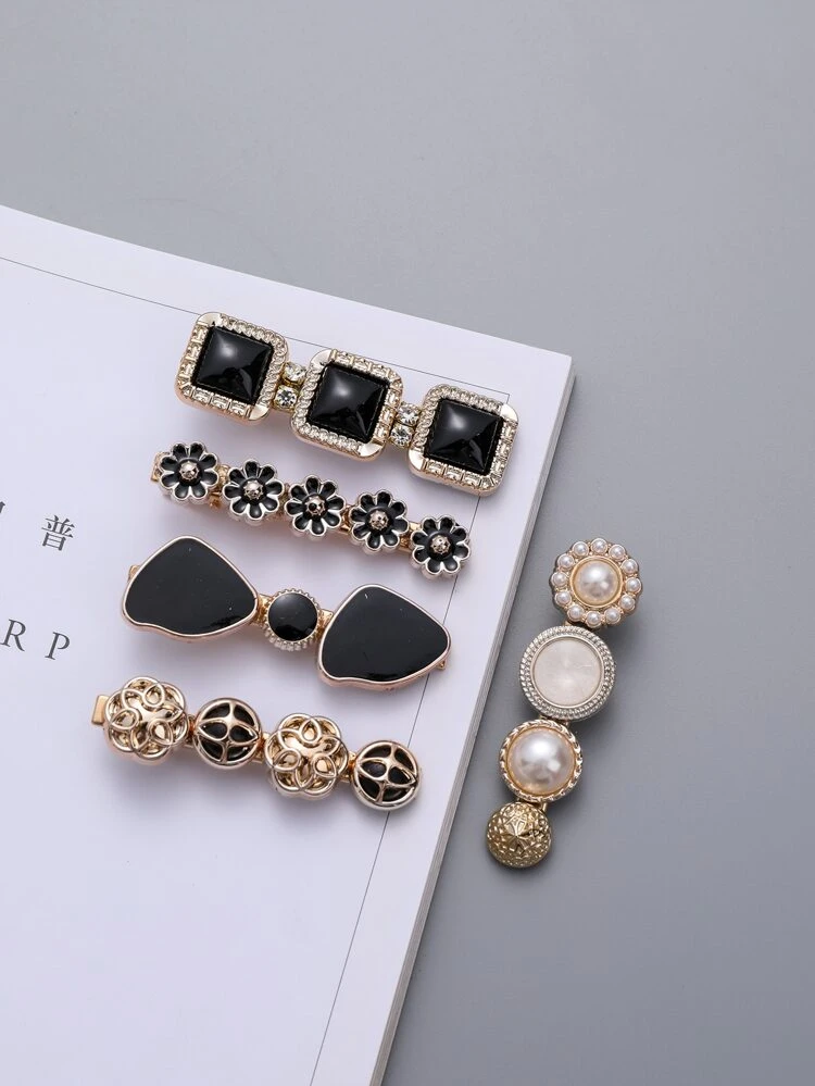 5pcs Flower Decor Alligator Clip For Everyday Styling Suitable For Campus Dating Vacation Daily Travel Elegant Hair Clips Hair Claws Hair Slide Hair Barrettes, School Stuff, Hair Accessories, Head Accessories, Hairpin