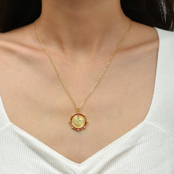 

18K Gold Plated Zircon Snake Charm Necklace