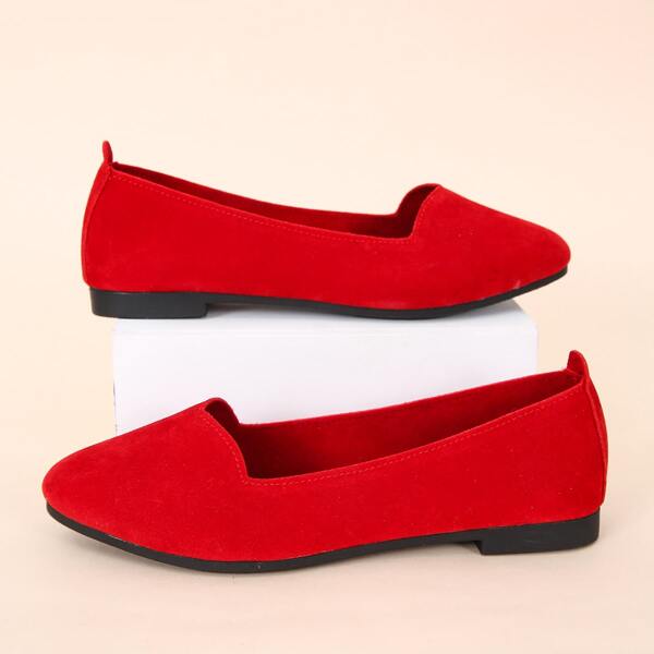 

Minimalist Suede Flats, Red