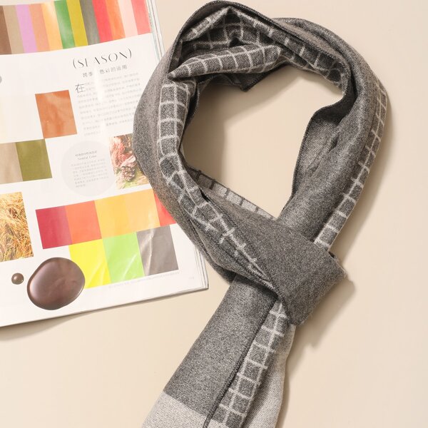 

Men Raw Hem Plaid Scarf, Multicolor
