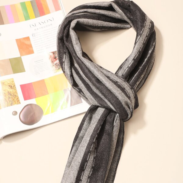 

Men Raw Hem Striped Scarf, Multicolor