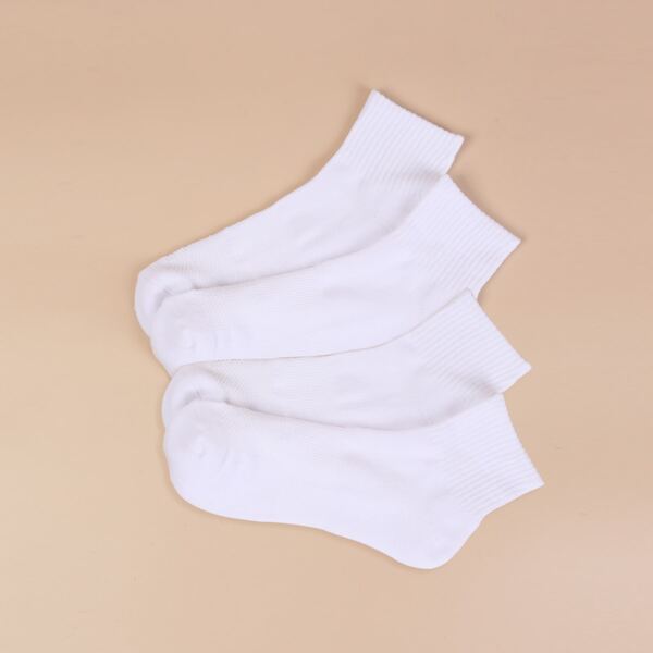 

4pairs Men Solid Ankle Socks, White