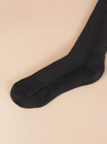 Hombres 4 pares Calcetines de tripulación unicolor - Negro - Ver 5