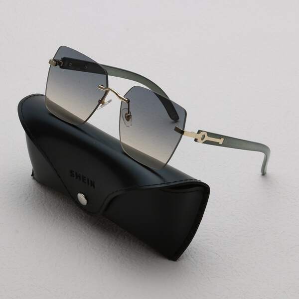 

Men Ombre Lens Rimless Sunglasses, Multicolor