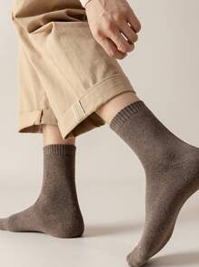 5雙男士素色長毛絨內襯中筒襪 - 彩色 - 查看 2