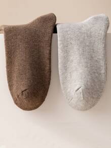 5雙男士素色長毛絨內襯中筒襪 - 彩色 - 查看 5