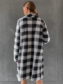 SHEIN Frenchy Buffalo Plaid Print Flannel Coat - Multicolor - View 2