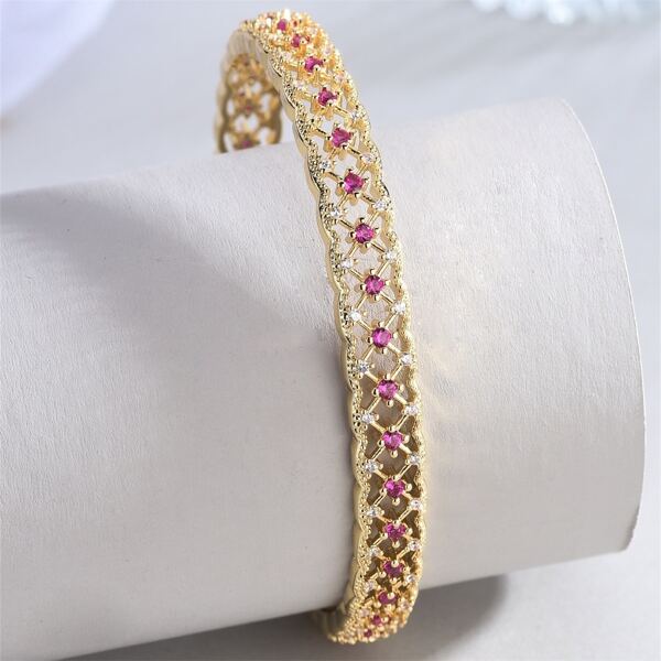 

18K Gold Plated Zircon Cuff Bangle