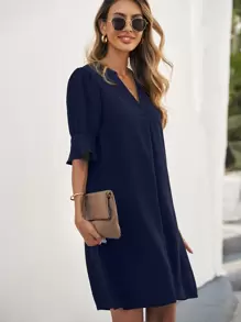 EMERY ROSE Đầm màu trơn Giải trí - Màu xanh hải quân - Xem 3