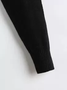 Girls Solid Turtleneck Shrug Jumper - Black - View 4