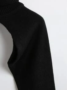 Girls Solid Turtleneck Shrug Jumper - Black - View 6