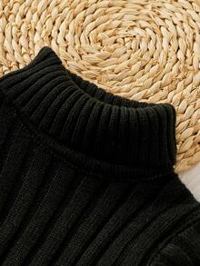 Niñitos Jersey cuello alto tejido de canalé - Negro - Ver 3