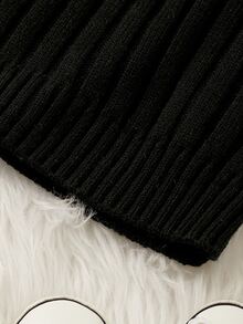 Niñitos Jersey cuello alto tejido de canalé - Negro - Ver 5