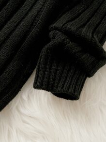 Niñitos Jersey cuello alto tejido de canalé - Negro - Ver 6