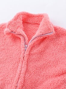Girls Zip Up Teddy Jacket - Watermelon Pink - View 3