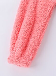 Girls Zip Up Teddy Jacket - Watermelon Pink - View 4