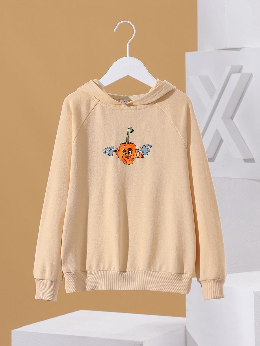 María Zavoychinskiy 女孩卡通圖案插肩袖連帽衫