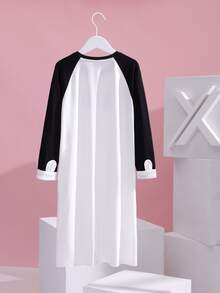 Cetriya 女孩卡通圖案插肩袖拼色家居服 - 白色 - 查看 2