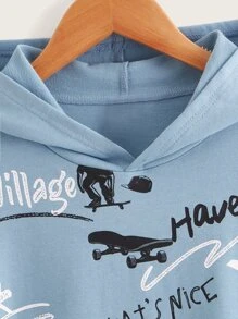 SHEIN 男孩卡通和標語圖案連帽衫