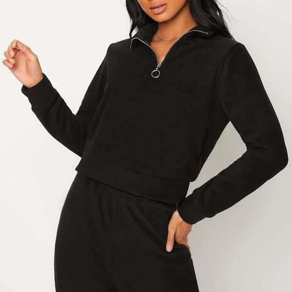 

Half Zip Fleece Sweatshirt, Black