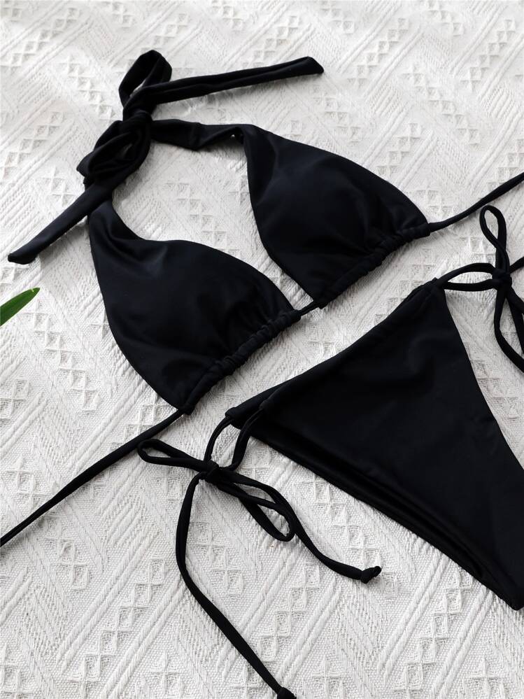 Swim SXY Summer Beach Micro Triangle Tie Side Bikini | SHEIN USA