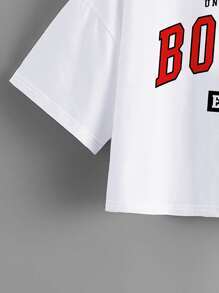 SHEIN Unity Letter Graphic Drop Shoulder Crop Tee - White - View 4