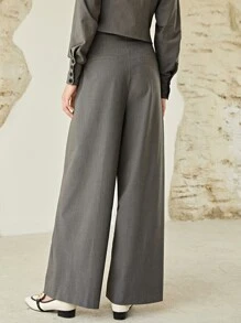 SHEIN High Waist Wide Leg Trousers - Grey - View 2