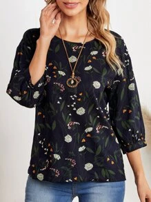 EMERY ROSE Blusa con mangas de obispo con estampado floral - Multicolor - Ver 1