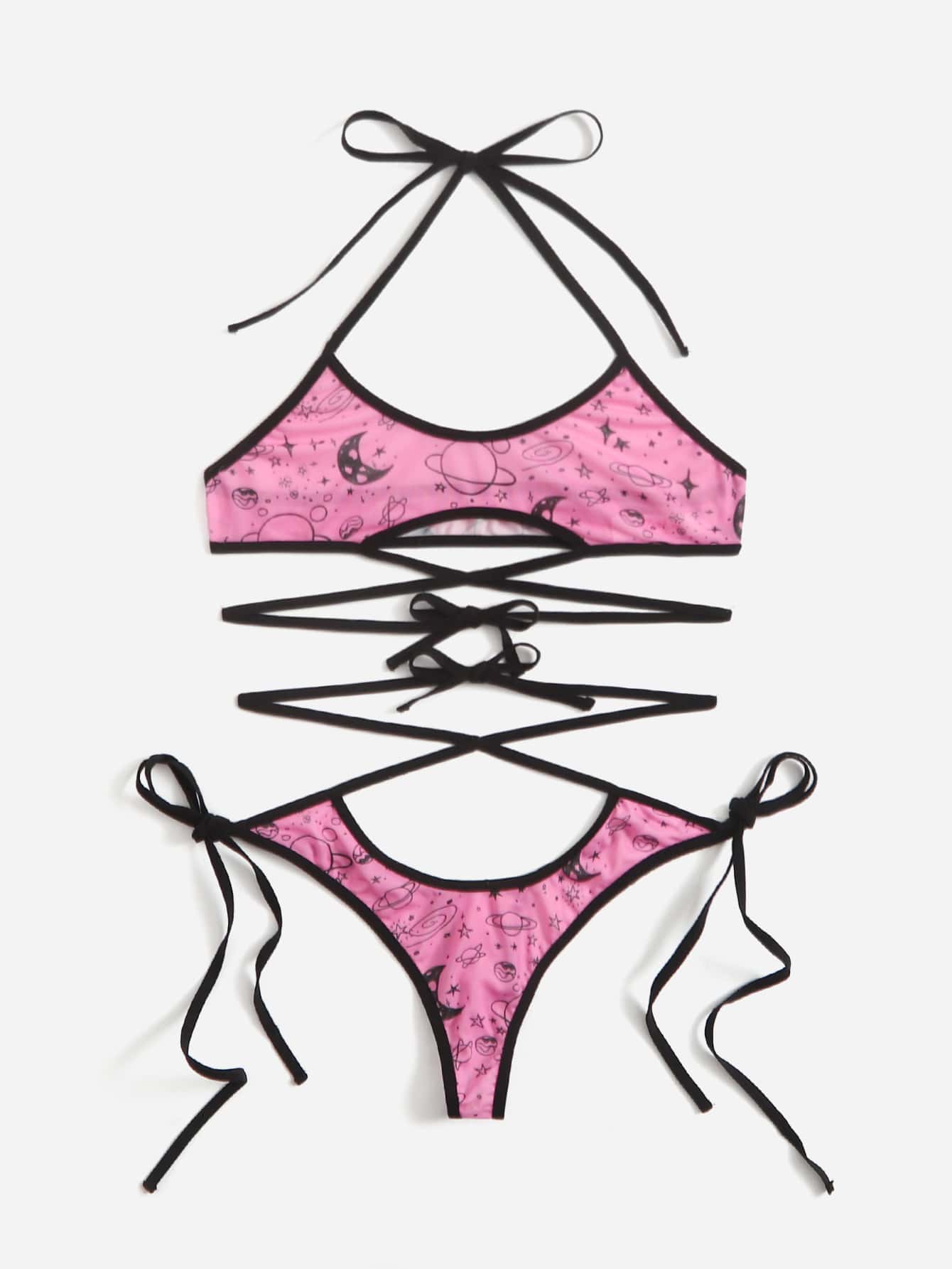 Conjunto De Lencería Con Estampado De Galaxia - Rosa - Ver 1