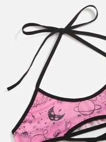 Conjunto De Lencería Con Estampado De Galaxia - Rosa - Ver 3