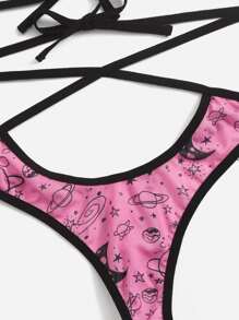 Conjunto De Lencería Con Estampado De Galaxia - Rosa - Ver 4