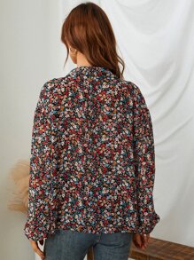 SHEIN Frenchy 小碎花燈籠袖襯衫