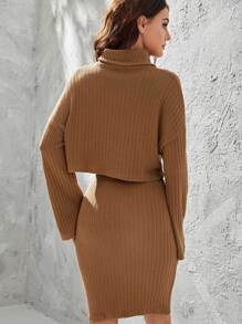 SHEIN Bộ đồ hai mảnh nữ màu trơn Thanh lịch - màu nâu - Xem 2