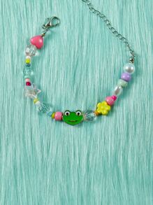 ROMWE Anime Frog Decor Beaded Bracelet - Silver - View 3